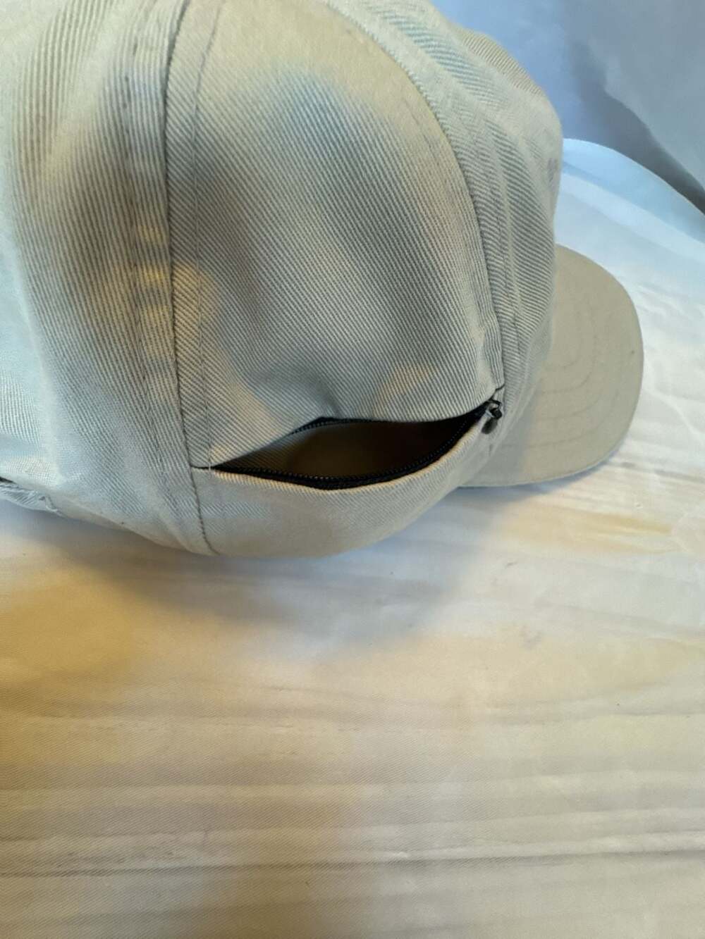 Beige Corgi Embroidered Baseball Cap with Secret Stash Zipper Pocket - Picture 6 of 8